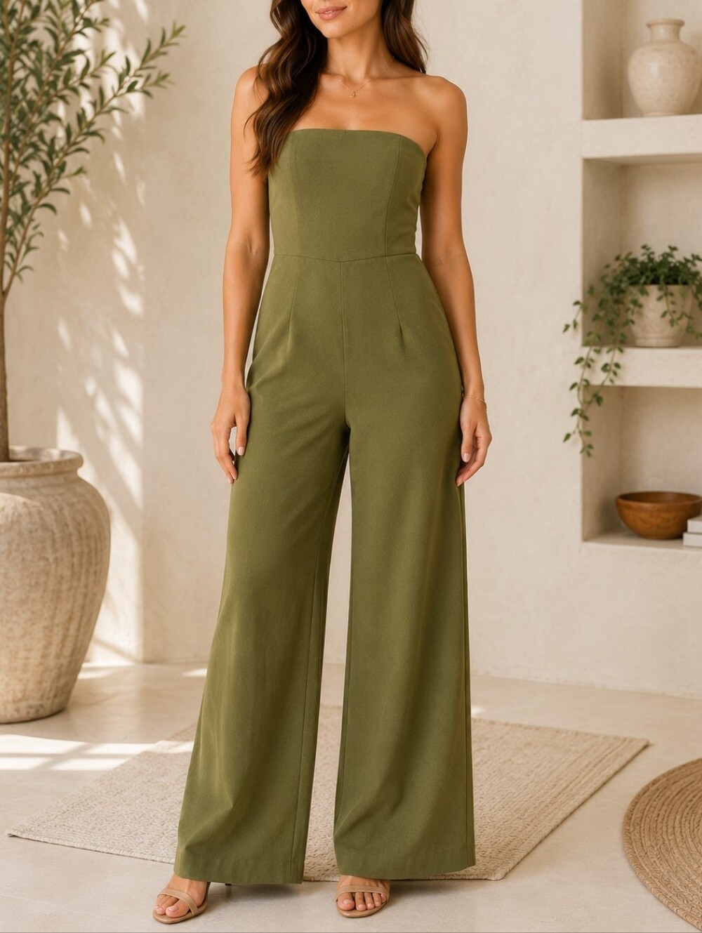 Wild Fable Strapless Wide-Leg Jumpsuit – Women's XS – Olive Green – NWT